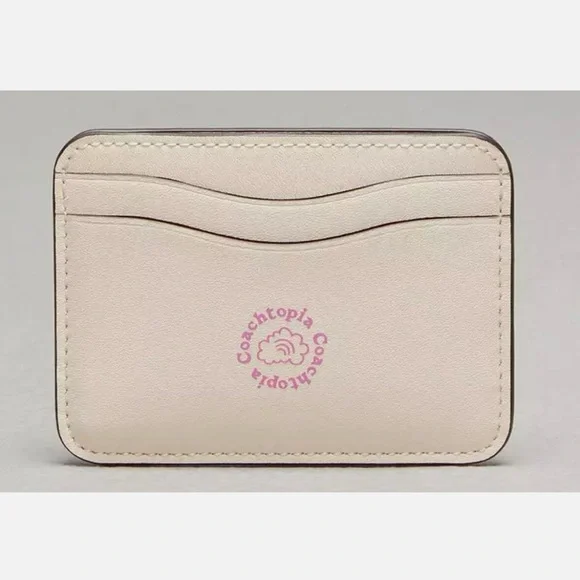 NWT Coach Wavy Card Case In Coachtopia Leather With Cherry Print - Picture 2 of 8